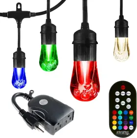 Enbrighten 313112954919 Seasons Vintage Led Caf String Lights 48ft 24 Acrylic Bulbs Color
