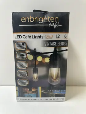 35626 Enbrighten 12ft And 6 Bulb Led Cafe String Lights Edison Bulbs Acrylic Black