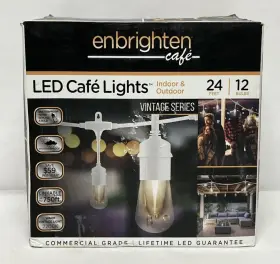 35646 Enbrighten 12-bulb 24 Ft. Vintage Integrated Led Cafe String Lights White 35646 Enbrighten 12-bulb 24 Ft. Vintage Integrated Led Cafe String Lights White