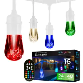 39092 Enbrighten Premium Color Changing String Lights 48ft White Cord 24 Shatterp