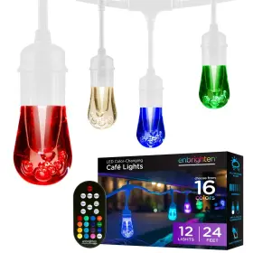 39511 Enbrighten Premium Color Changing String Lights 24ft White Cord 12 Shatterp
