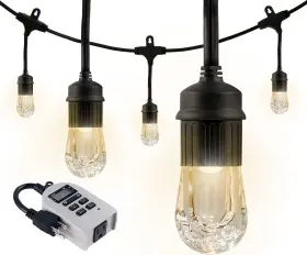 Enbrighten 744759247575 Classic Led Cafe String Lights 48ft 24 Acrylic Bulbs Indoor/outdoo