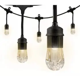 Enbrightencafe 030878331715 Enbrighten Cafe Led Outdoor String Lights 18 Impact Resistant Bulbs Black 36ft