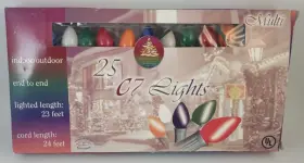 Enchanted Forest 018277084104 Vintage 25 Count C7 Ceramic Light Set Multicolor 24ft