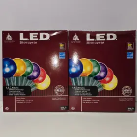 284-0793 Enchanted Forest Multi Globe Led String Christmas Lights 35 G40 Bulbs Indoor Outdoor Lot Of 2 New