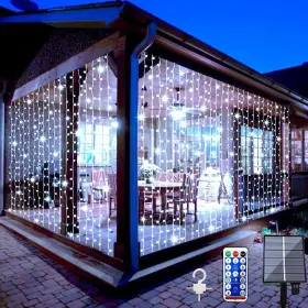 Sd2107656 Ericson Manufacturing Solar Curtain Lights Fairy Outdoor Garden 300 Led Waterproof Waterfall Us
