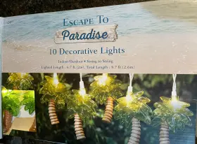 8ft7 Escape To Paradise 764878637385 Palm Tree Summer 10 String Lights Indoor Outdoor Inch Long
