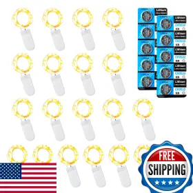 B0ftvrmq7n Etinga 20pk Fairy Lights Battery Operated 10 Led 3.3ft Silver Copper Wire