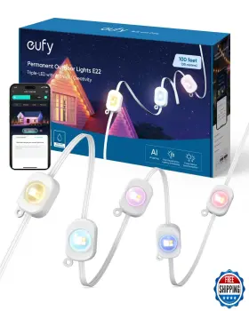 B0fks3v4t9 Eufy Permanent Outdoor Lights E22 50ft 30 Rgbww Triple-led Smart Ip67