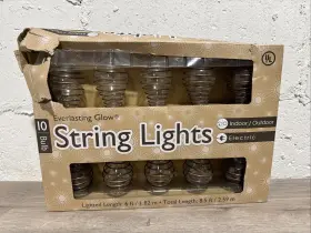 Everlasting Glow 687293202917 New Everlastin String Lights Indoor/outdoor 10 Bulbs 6ft Length Damaged Box