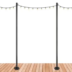 Excello Global Products 445001861831 Two 10 Ft. Premium String Light Poles For Deck/concrete Black