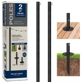 Excello Global Products 445018132122 Two 10 Ft. String Light Poles Black