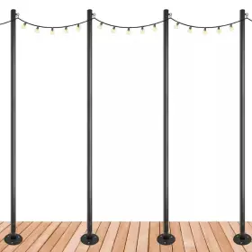 Excello Global Products 744759218285 Four 10 Ft. Premium String Light Poles For Deck/concrete Black