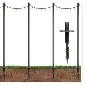 Egp-lp-v2-4-yd Excello Global Products 4-pk String Light Poles Extends To 10 Ft