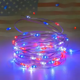 B0csyhd5bm Exf Christmas Fairy Lights 4-pack Red White Blue Battery Operated 16ft 50 Led