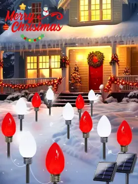 B0fgxv2fhf Exf 12-pack Large C9 Solar Christmas Lights Outdoor Waterproof Red/white