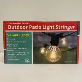 Out50g4018cl-bk Fantado Commercial Grade Outdoor Patio Light Stringer With 50x G40 Bulbs Included Out50g4018cl-bk Fantado Commercial Grade Outdoor Patio Light Stringer With 50x G40 Bulbs Included