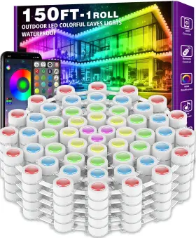 B0dhhj4snz Fbz 150ft Permanent Outdoor Rgb Led Lights - Ip67 Waterproof Smart App Control