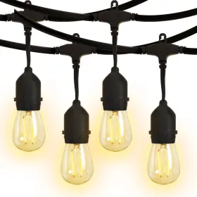 Fdw 195030026172 - 2 Pack Outdoor String Lights Patio Weatherproof Strand Edison Black