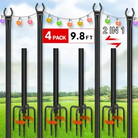 Jc-dcgbzj-118in-4 Feed Garden 4 Pack String Light Poles For Outside 9.8ft Metal Outdoor
