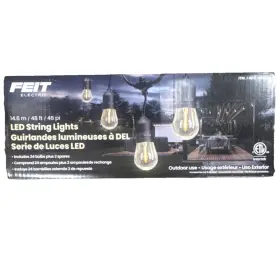 1800530 Feit Electric Led String Lights 48ft Outdoor Black 24 Bulbs Weather Resistant