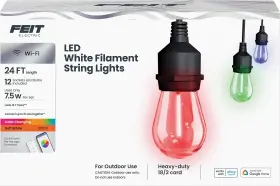 Sl24-12 Feit Electric Sl24-12/rgbw/wfil/ag 24ft Smart Outdoor String Light White Filament Color Changing A
