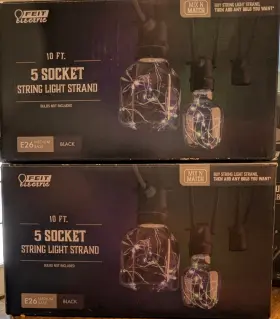 Sl10-5 Feit Sl10-5/blk 2 Pack Electric 10 Ft Mix N Match 5 Socket String Light Strand. Brand New