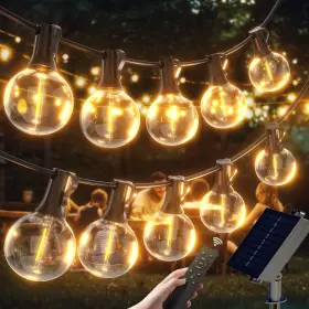 B0f18nytzm Fibrave G40 Solar String Lights Outdoor 100 Ft Remote Usb Dual Charging Waterproof