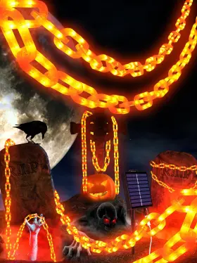 Flacchi 016011013 Solar Halloween Decorations Outdoor String Lights - 10 Ft 160 Orange