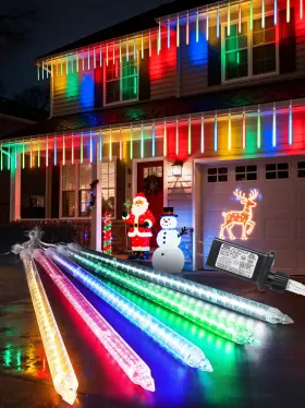 B0f1xcmdkr Flacchi Meteor Shower Icicle Lights - 5 Tubes 20 Inch 270 Led Cascading Raindrop