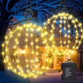 B0f21ntm92 Flacchi Set Of 2 Outdoor Hanging Ball Lights Sizes Christmas Battery Garden La