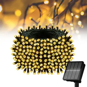 Flechllary 780748670719 Solar String Lights Outdoor 1 Pack 100 Led Warm White