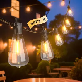 B0fdgmx8gf Fooman 50ft Led Outdoor String Lights Waterproof Patio 25 2 Bulbs