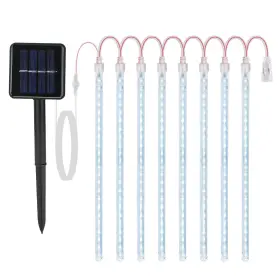 Fresh Fab Finds 691303837181 Solar Meteor Shower Lights 9.84ft Raindrop Tube Lamp - White