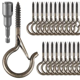 B0clhwnhqk Fsah 100x Safety Screw-in Q-hanger Hooks For Outdoor String Lights Plants Cups