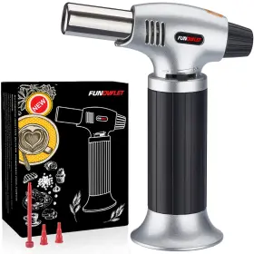 Bs400 Funowlet 661558337040 Butane Torch Lighter Refillable Kitchen Blow Small Silver