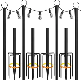 Dg-001 Fuzzy-bird 4 Pack String Light Poles 9ft Outdoor Forked Metal