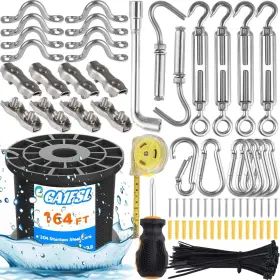 Ga1fsl 750439595133 String Lights Hanging Kit 164ft Wire Guide And Accessories For Outdoor S