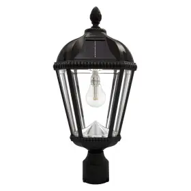 Gama Sonic 853153005930 Outdoor Solar Post Light Black Aluminum Royal Bulb Beveled Glass Single L