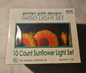 Garden Gate Designs 020972320722 Vintage Sunflower Blow Mold String Lights Party Camping Rv Camp Set Of 10