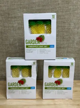 553908 Garden Party Lot Of 3 Indoor Pineapple Led Light Set 10 Lights Each Pkg