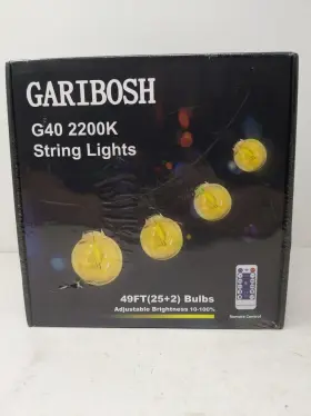 Garibosh 794659389561 Outdoor String Lights Led G40 Patio 49ft Waterproof Party/fairy