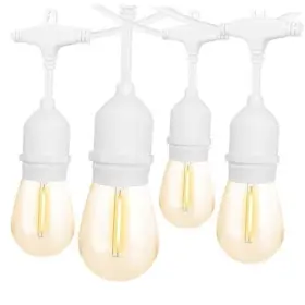 Bn-s14-48ft-1p-dt-w Gateway Plastic Hardware & Lightingco. Ltd Outdoor String Lights Waterproof Patio With 1w Dimmable Led 48ft White