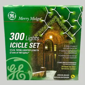 Ge 087449504030 300 Merry Midget Green Icicle Light Set Indoor Outdoor Christmas Ships Quick