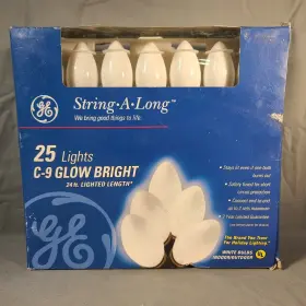 Ge 087449653264 String-a-long C9 Glow Bright 25 Lights 24ft Length New Nib Nos 2002