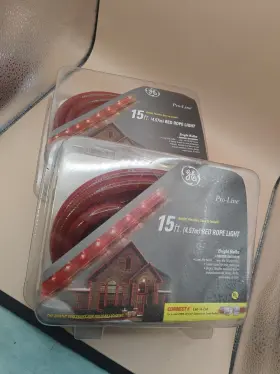 Ge 087449815594 Lot Of 2 New Pro Line 15 Ft Red Rope Lights Bulbs Indoor/outdoor
