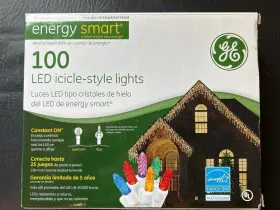 100w Ge 087449974352 100 Led Icicle-style Lights 9.5ft 20 Strands