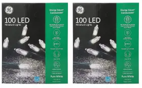 Ge 763854038987 100 Led Miniature Lights Energy Smart Constanton Pure White 2pack