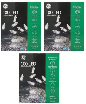 Ge 763854039069 100 Miniature Lights Energy Smart Constanton Pure White 3pack
