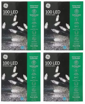 Ge 763854039076 100 Miniature Lights Energy Smart Constanton Pure White 4pack